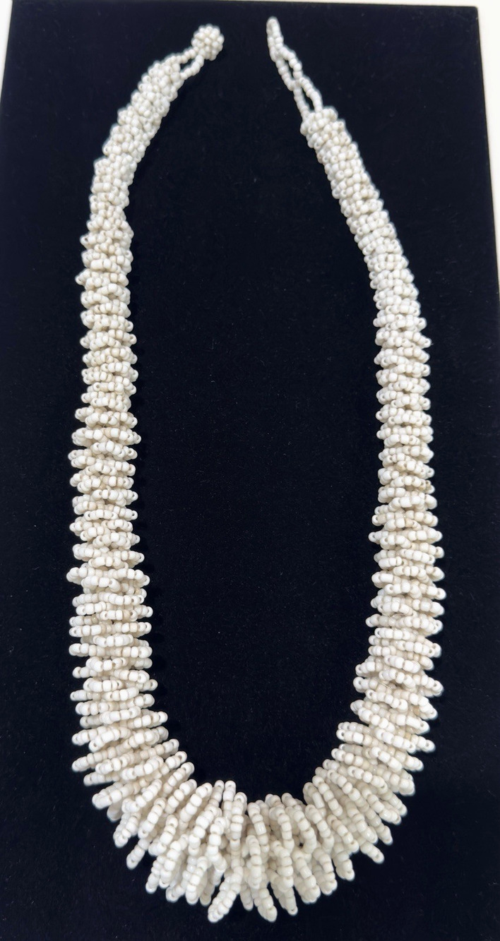 Vintage White Graduated Seed Bead Necklace 26" Adjustable